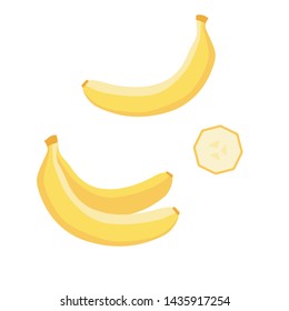 Set of vector icon banana, tropical fruit in flat style