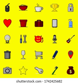 Set vector icon with cartoon style.