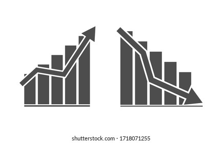Set of vector icon charts of growth and decline of business, Finance, Stock illustration isolated on a white background. Simple design
