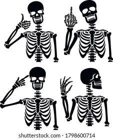 set vector icon flat, skeleton, stencil 
