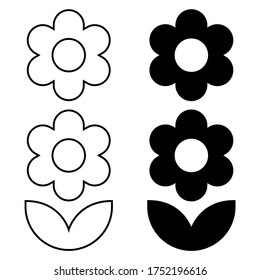 Set vector icon of a flower. Daisy chamomile icons isolated on white background. Vector illustration. Eps10.