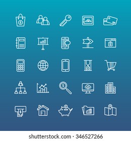 A set of vector icon graphic for business, finance, office, company, stock, dollar, bag, graph, magnifier, cloud, monitor, card, credit, book, account, house, pig, coin, bank, folder, lock, security,