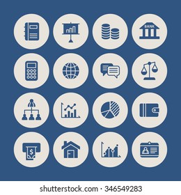 A set of vector icon graphic for business, finance, office, company, stock, money, wallet, network, chart, people, chat, messenger, employee card, money, dollar, global, pie, graph, bank, account,