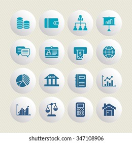 A set of vector icon graphic for business, finance, office, company, stock, money, wallet, network, chart, people, chat, messenger, employee card, money, dollar, global, pie, graph, bank, account,