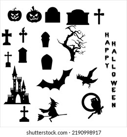 set vector icon Halloween Illustration decoration