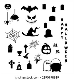 set vector icon Halloween Illustration decoration