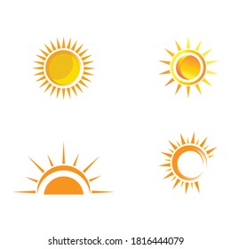 Set Vector Icon Logo Template Sun over horizon