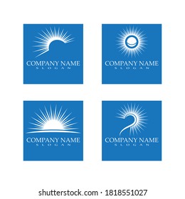 Set Vector Icon Logo Template Sun over horizon