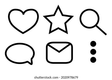 Set Vector Icon, Love Star Search Talk Message setting
