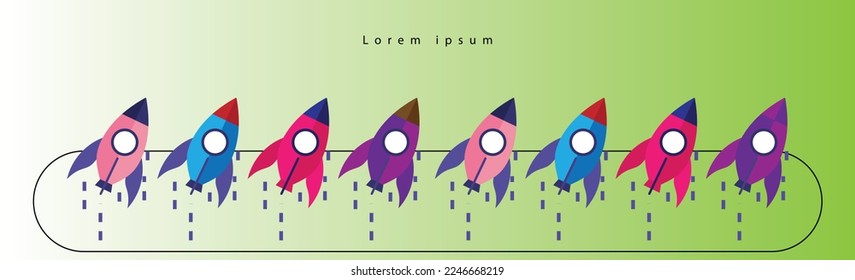 Set Vector icon rocket flying isolated on blank background color editable. Illustration of rocket and copy space for start up business and bitcoins advertise. EPS 10