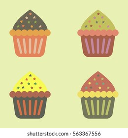 ?upcakes set vector icons