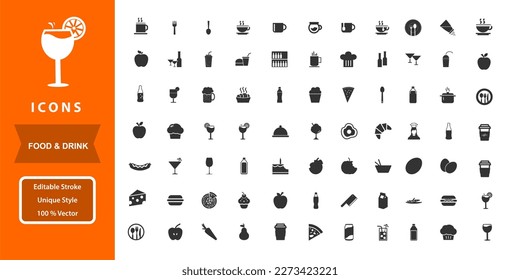 set vector icons about food and drink