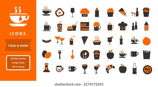 set vector icons about food and drink