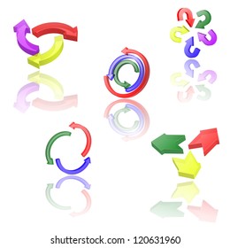 Set of vector  icons or abstract designs - 3d arrows circling.