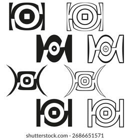 Conjunto de iconos vectoriales. Formas geométricas Abstractas. Elementos gráficos modernos. Símbolos en blanco y negro. EPS 10.