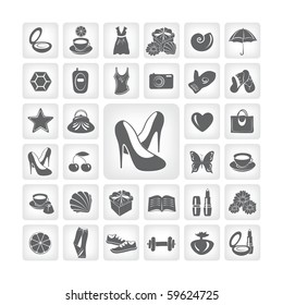 set of vector icons, accessory theme