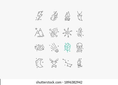 set of vector icons of ancient life
