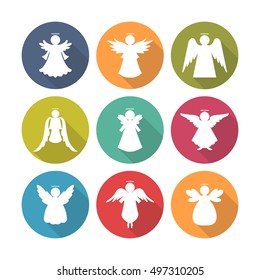 
Set of vector icons of angels. Angels collection