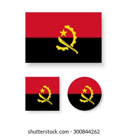 Set of vector icons with Angola flag