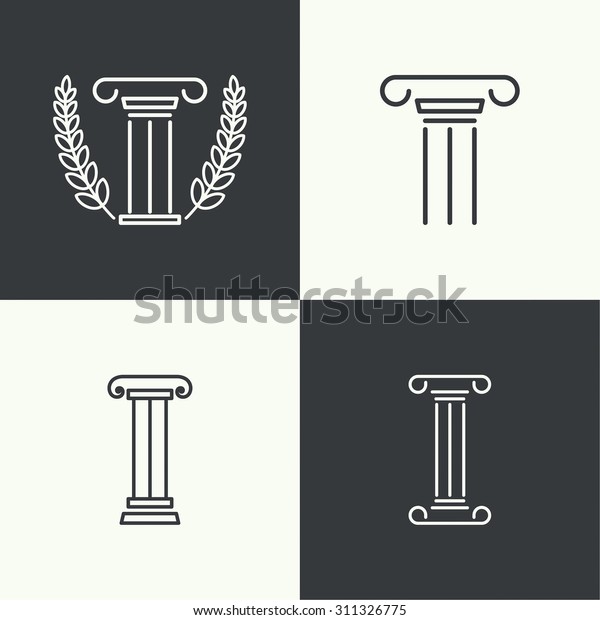 Set Vector Icons Antique Column Pedestal Stock Vector (Royalty Free ...