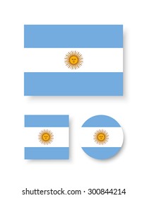 Set of vector icons with Argentina flag Argentine