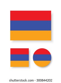 Set of vector icons with Armenia flag
