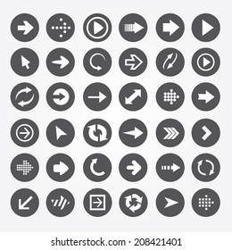 set of vector icons arrow in a black circle