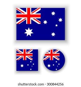 Set of vector icons with Australia flag