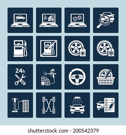 Set of vector icons of auto repair and car service maintenance