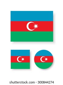Set of vector icons with Azerbaijan flag