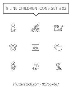 Set of vector icons with baby care and childhood concepts, isolated on white