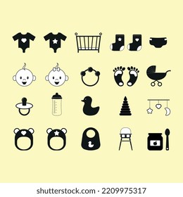 a set of vector icons for a baby isolated on a light background