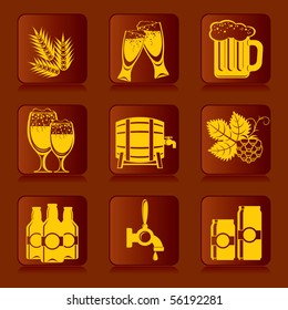 set of vector icons of beer and ingredients