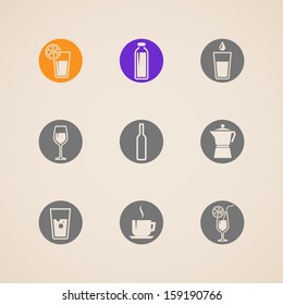 set of vector icons with beverages