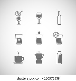 set of vector icons with beverages 