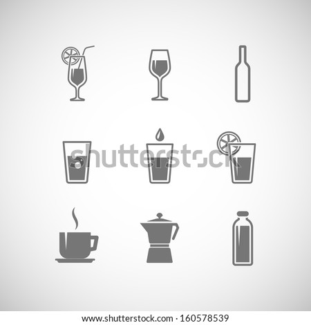 set of vector icons with beverages 