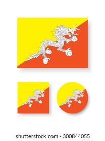 Set of vector icons with Bhutan flag