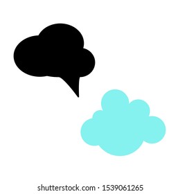 Set of vector icons with black and blue dialog box