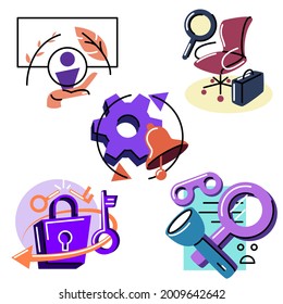 Set of vector icons in bold line style