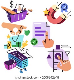 Conjunto de iconos vectoriales en estilo de línea negrita