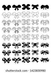 set of vector icons of bow. bow silhouettes in simple style for new year and Christmas design