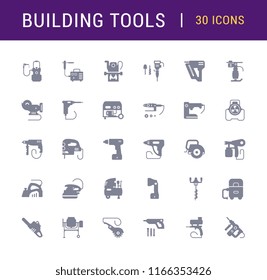 Set vector icons of building tools. Collection of vector isolated objects on white background.