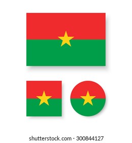 Set of vector icons with Burkina Faso flag
