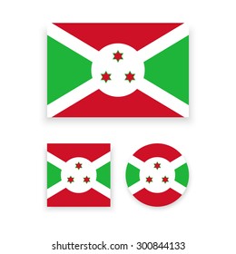 Set of vector icons with Burundi flag
