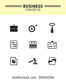 Set of vector icons with business concept, isolated on white