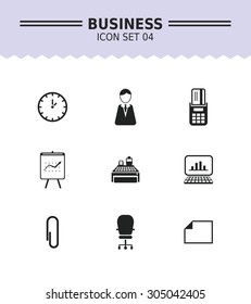 Set of vector icons with business concept, isolated on white