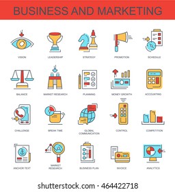 Set vector icons. Business and marketing