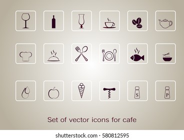 Set of vector icons for cafe