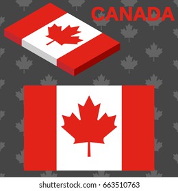 Set of vector icons with Canada flag