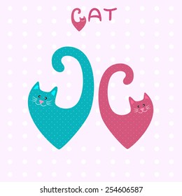 Set of vector icons of cats. Cat illustration